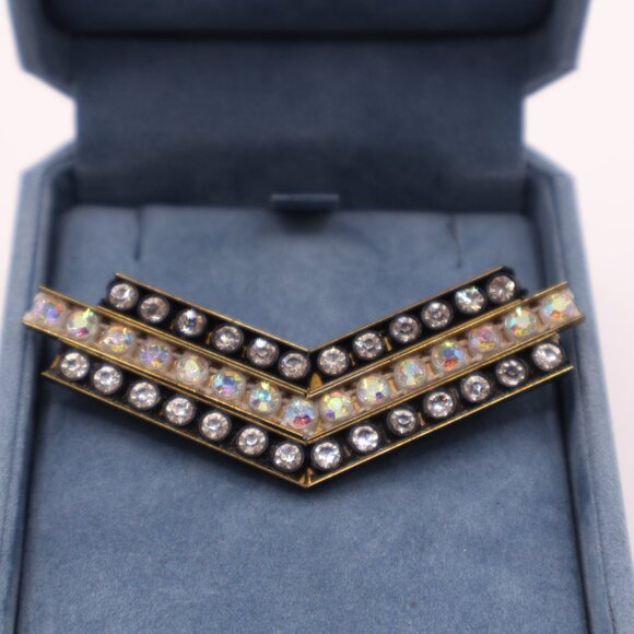 MCM Rhinestone Encrusted Brass Earrings & Brooch - Picture 4 of 8